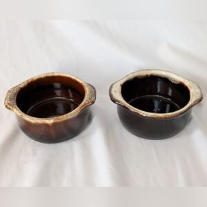 Vintage Pfaltzgraff Brown Drip Glaze Small Soup Crock Set of 2 - READ INFO